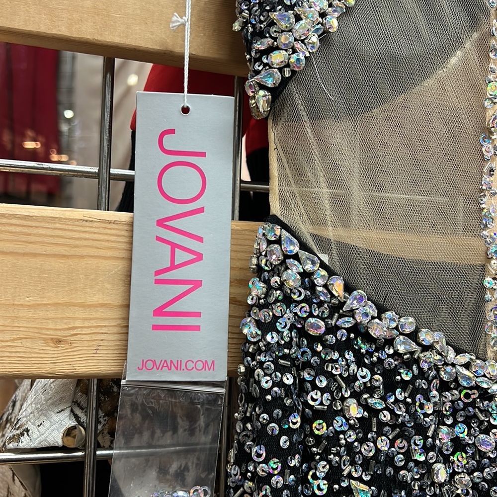 NWT,Jovani Sleeveless Sexy Short Homecoming Dress 98044,nude/silver - Picture 16 of 17